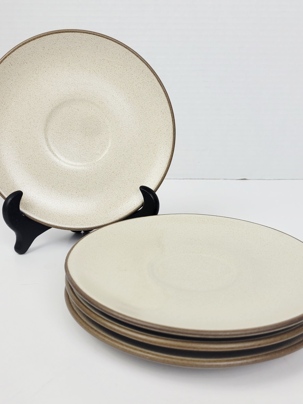 Vtg 70s~Heath Ceramics Sandalwood Coupe Line Saucer~6"~Set of 4